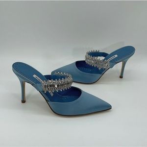 MANOLO BLAHNIK Lutara 90 Embellished Mules